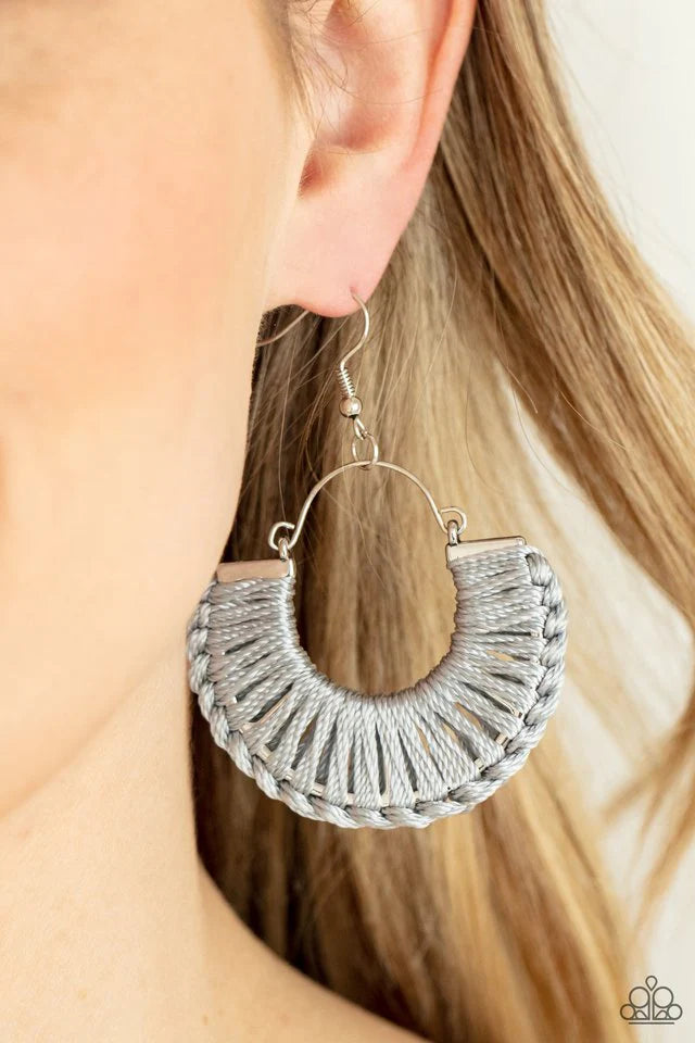 Paparazzi Earring ~ Threadbare Beauty - Silver