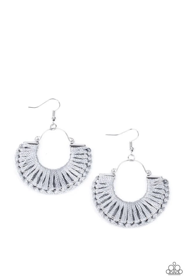 Paparazzi Earring ~ Threadbare Beauty - Silver