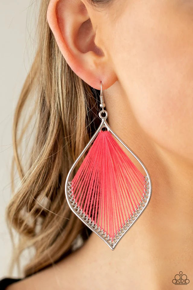 Paparazzi Earring ~ String Theory - Pink