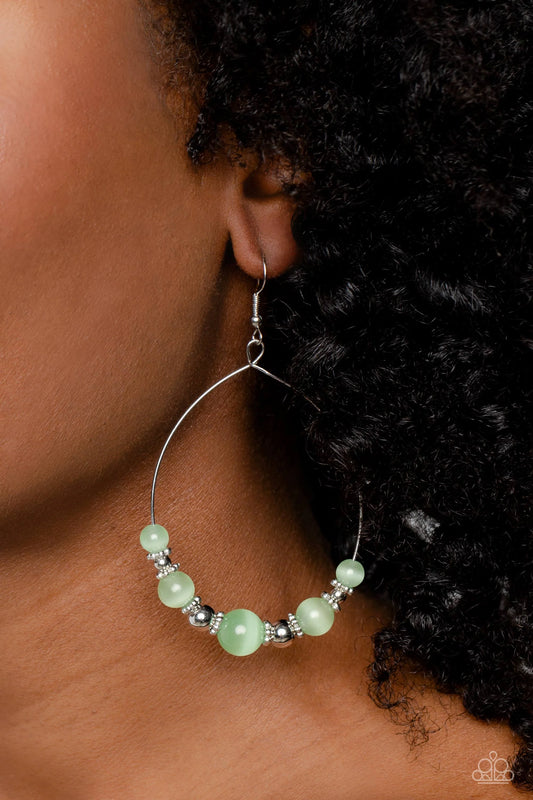 Paparazzi Cats Eye Charisma - Green Earrings