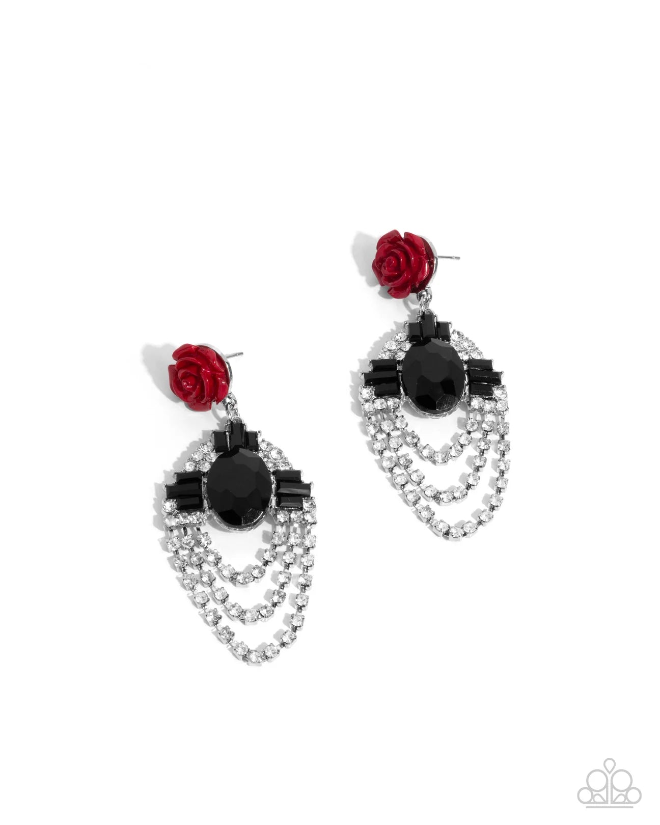 PAPARAZZI "ROSY RAVE" RED POST EARRINGS