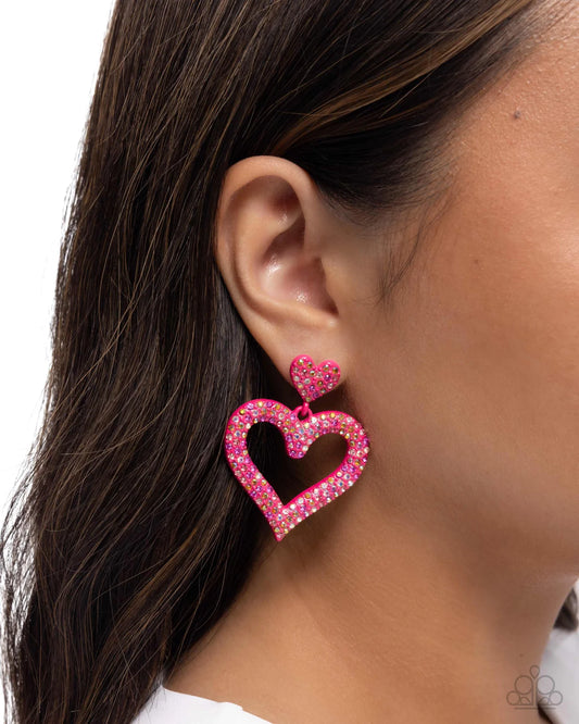 PAPARAZZI "DAZZLING DEED" PINK POST EARRINGS