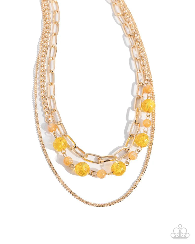 Paparazzi Necklace ~ Beaded Behavior - Yellow