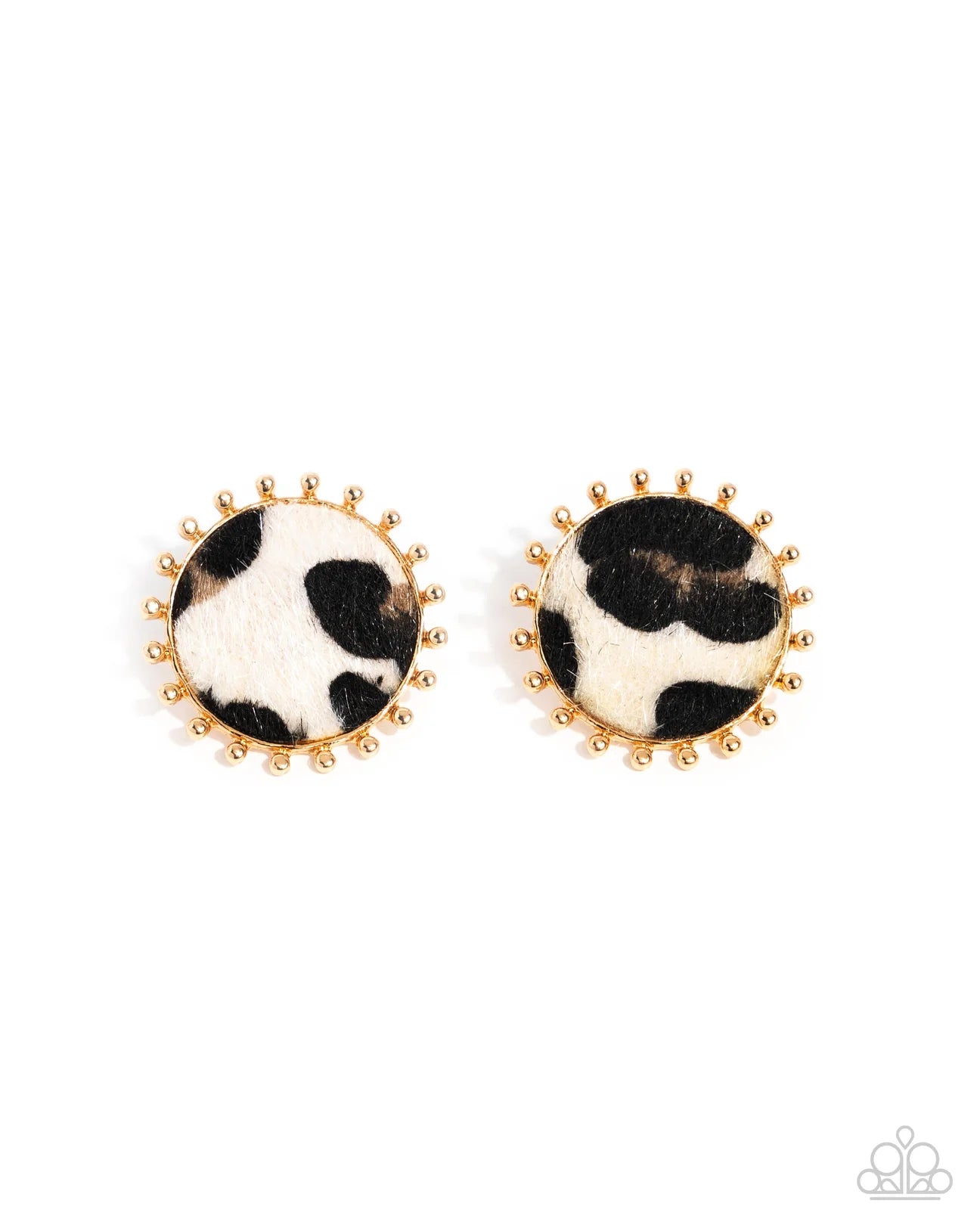 PAPARAZZI "COWHIDE COUTURE" BROWN POST EARRINGS