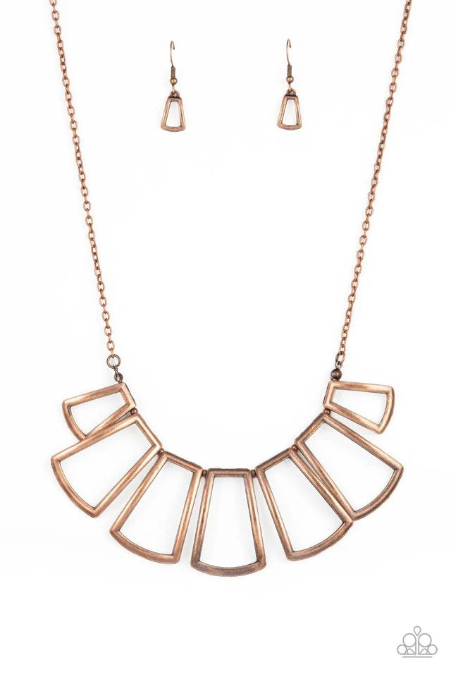 Paparazzi Necklace ~ Full-Fledged Framed - Copper