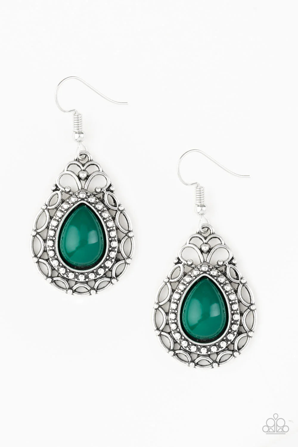 Paparazzi Flirty Finesse - Green Earrings