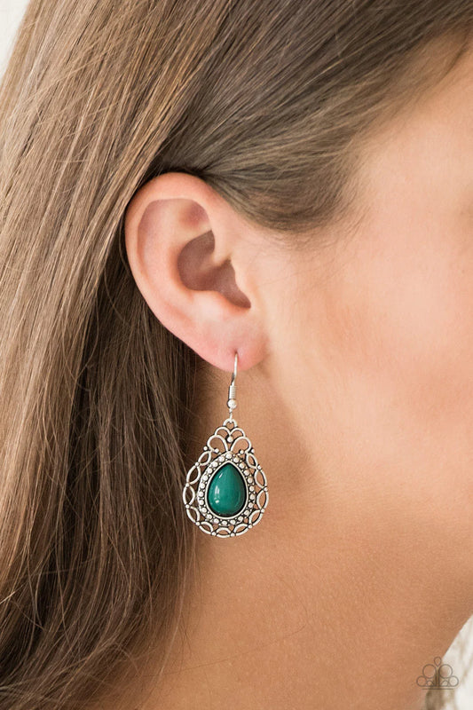 Paparazzi Flirty Finesse - Green Earrings