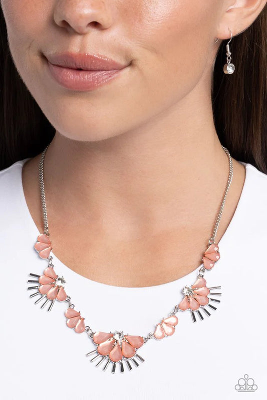 Paparazzi Necklace ~ Fluttering Fan - Orange