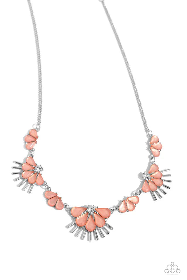 Paparazzi Necklace ~ Fluttering Fan - Orange