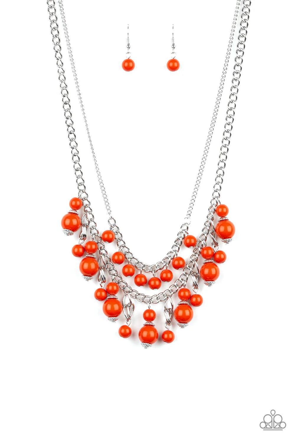 Paparazzi Beautifully Beaded - Orange Necklace