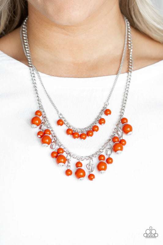 Paparazzi Beautifully Beaded - Orange Necklace