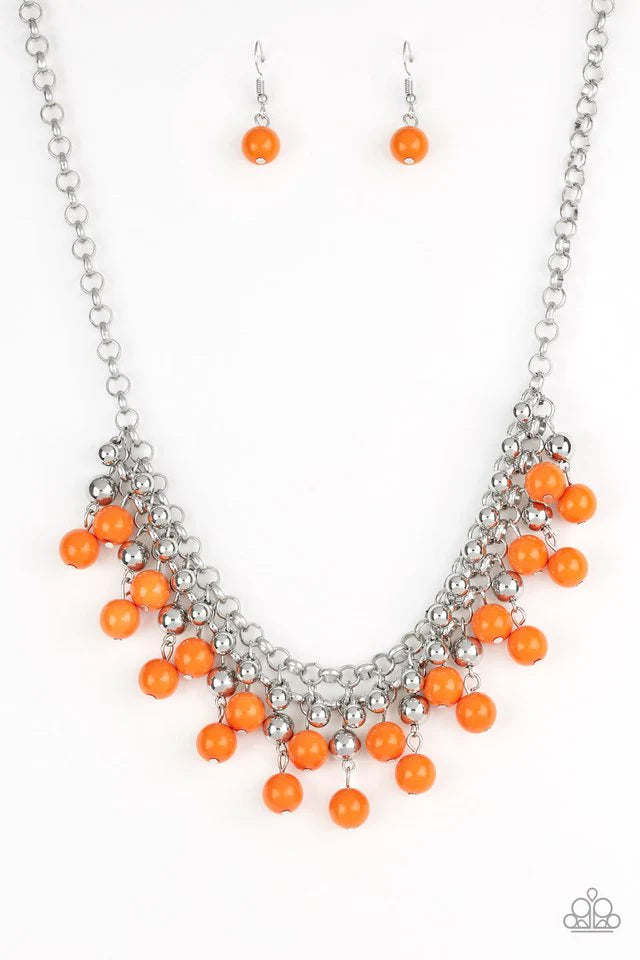 Paparazzi Friday Night Fringe - Orange Necklace