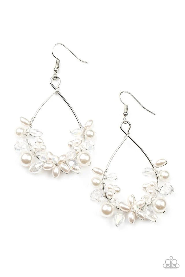 Paparazzi Earring ~ Marina Banquet - White