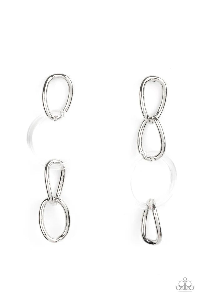 Paparazzi Earring ~ Talk In Circles - White