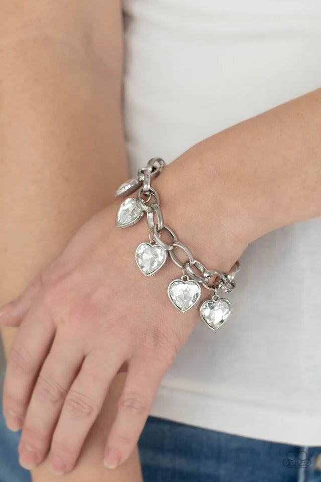 Paparazzi Bracelet ~ Candy Heart Charmer - White