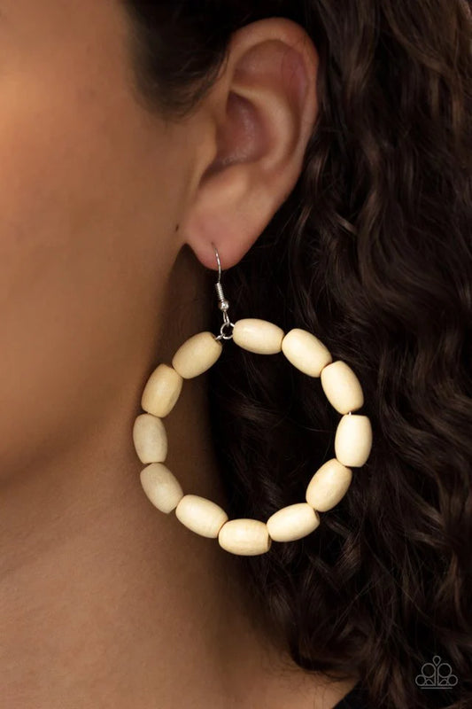 Paparazzi Earring ~ Living The WOOD Life - White