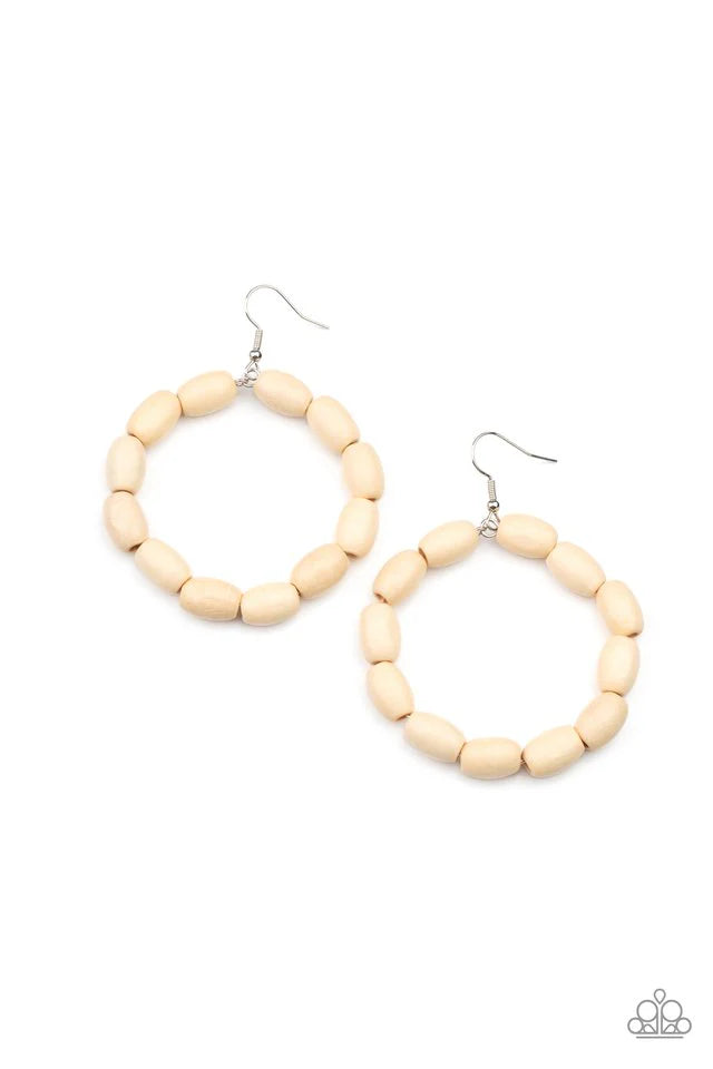 Paparazzi Earring ~ Living The WOOD Life - White