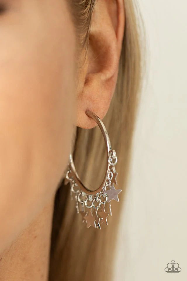 Paparazzi Earring ~ Happy Independence Day - Silver