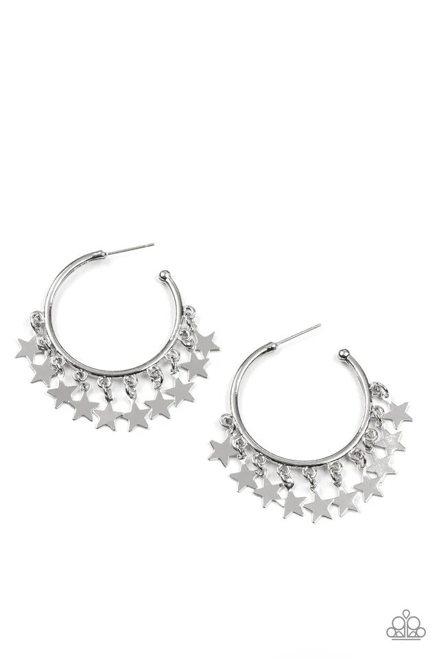 Paparazzi Earring ~ Happy Independence Day - Silver