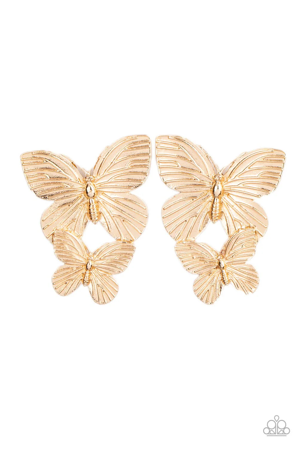 PAPARAZZI "BLUSHING BUTTERFLIES" GOLD POST EARRINGS