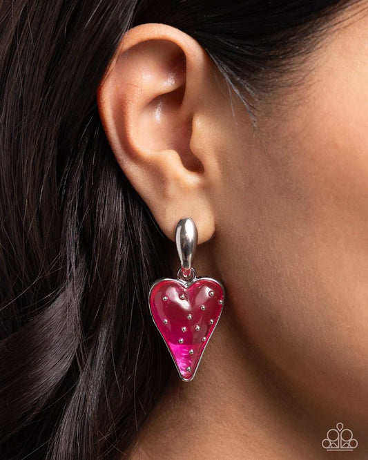 Paparazzi Earring ~ Glossy Goodwill - Pink