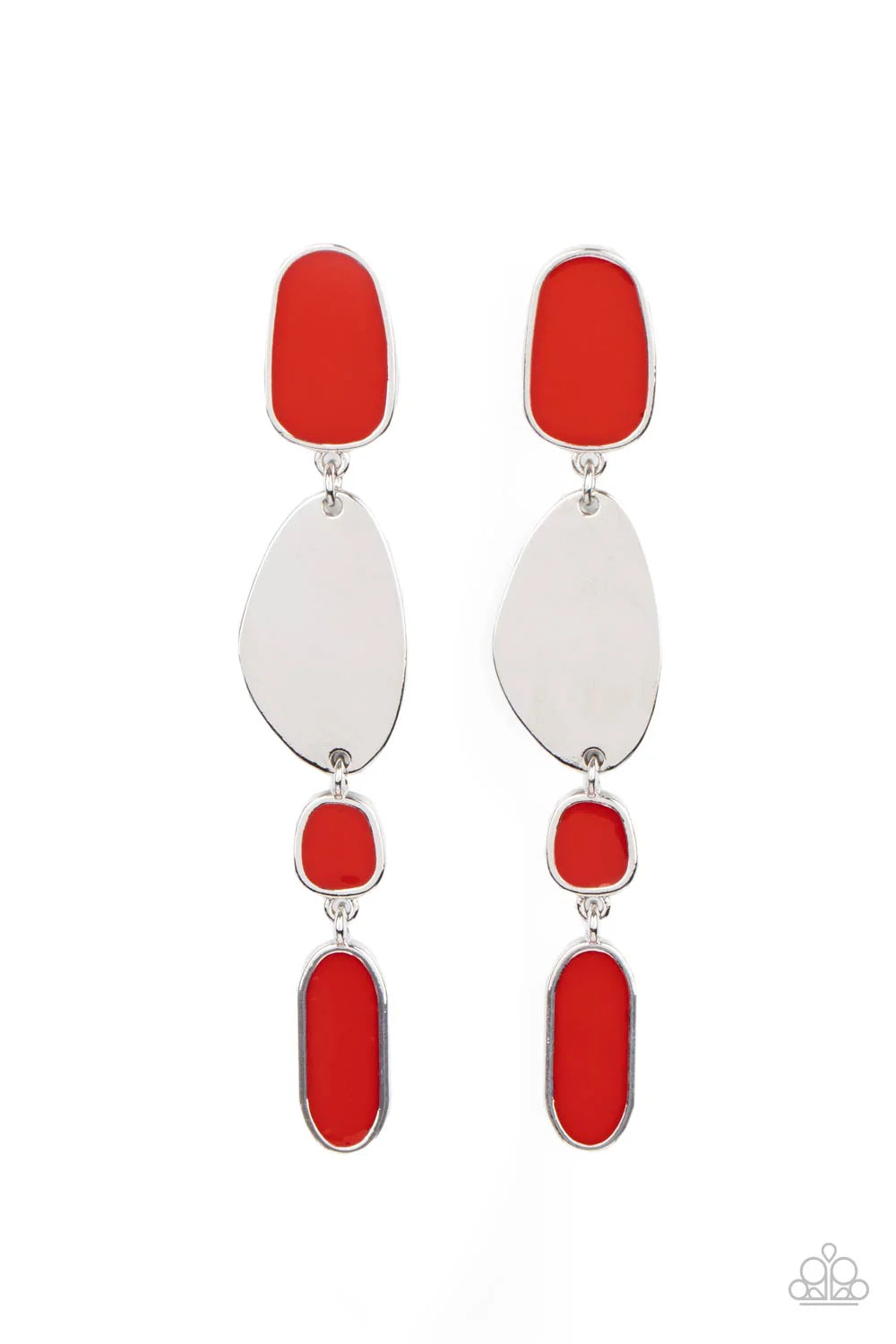 PAPARAZZI "DECO BY DESIGN" RED POST EARRINGS