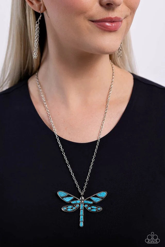 Paparazzi Necklace ~ FLYING Low - Blue