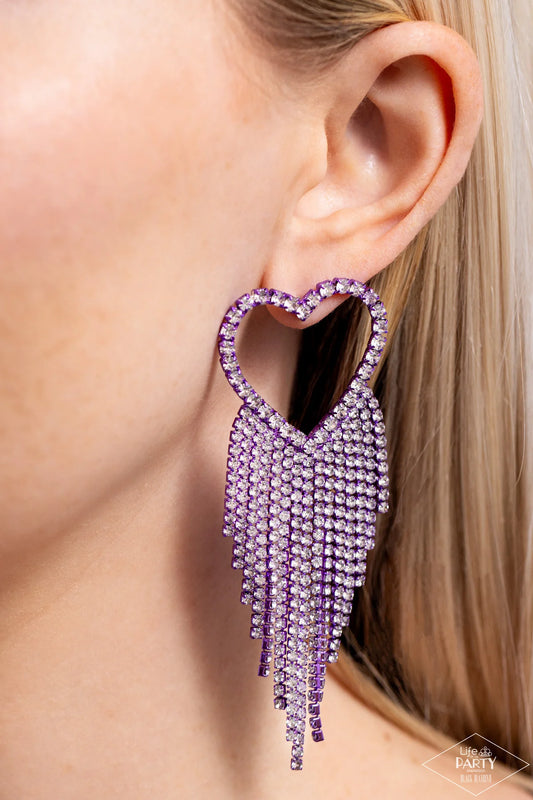 PAPARAZZI "SUMPTUOUS SWEETHEARTS" PURPLE POST EARRINGS