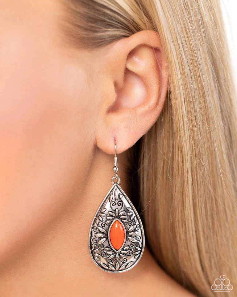 Paparazzi Earring ~ Two PERENNIALS in a Pod - Orange