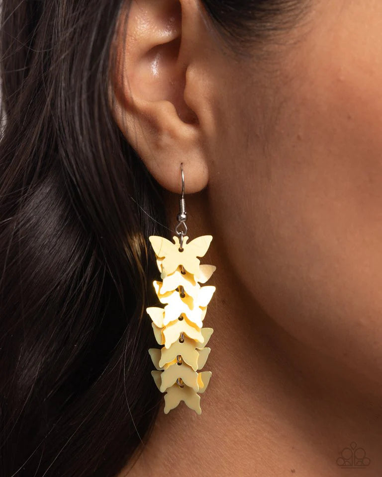 Paparazzi Earring ~ Aerial Ambiance - Yellow