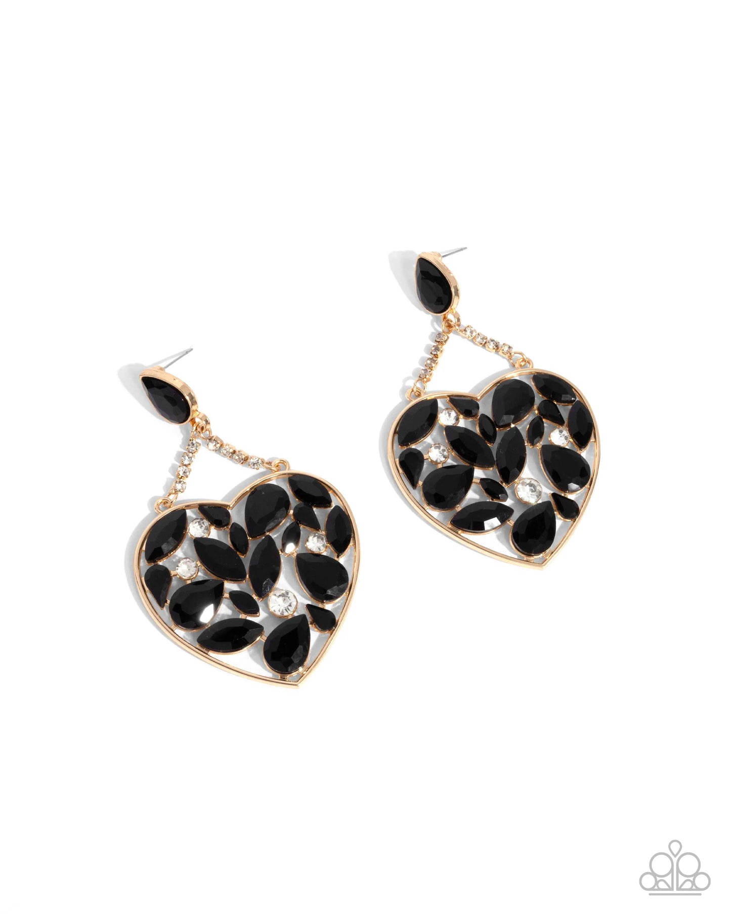 Paparazzi Glittery Gait - Black Post Earrings