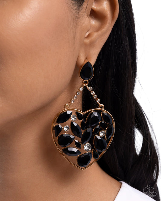 Paparazzi Glittery Gait - Black Post Earrings