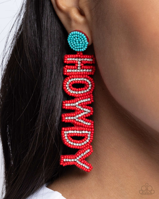 Paparazzi Howdy Headline - Red Post Earrings