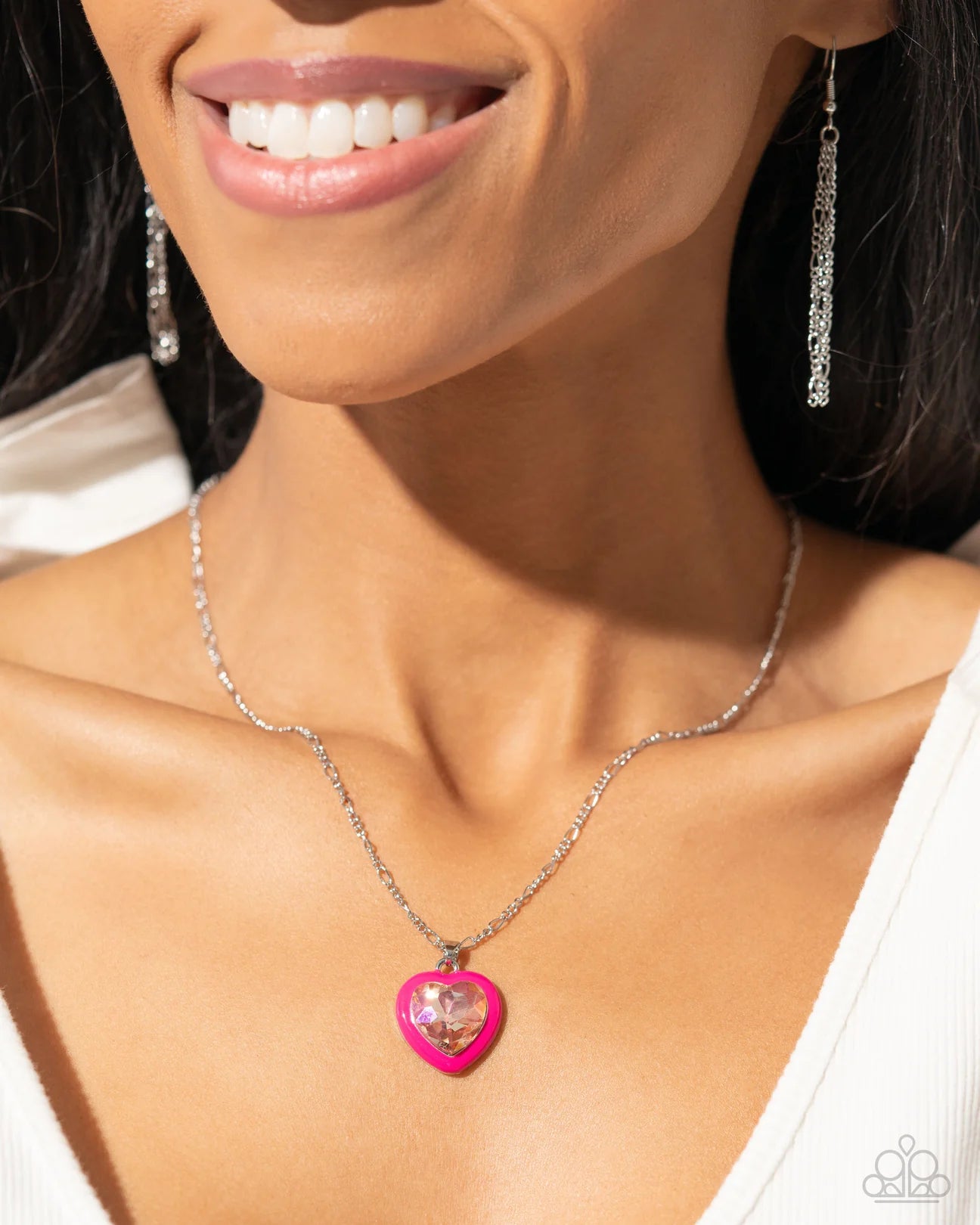 Heartfelt Hope - Pink Necklace - Paparazzi Accessories/Heartfelt Haute - Pink Post Earrings - Paparazzi Accessories