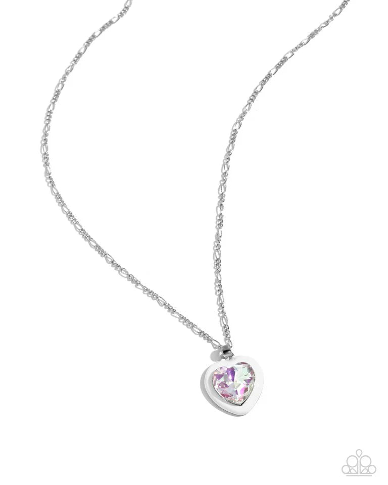 Paparazzi Necklace ~ Heartfelt Hope - White/Paparazzi Earring ~ Heartfelt Haute - White