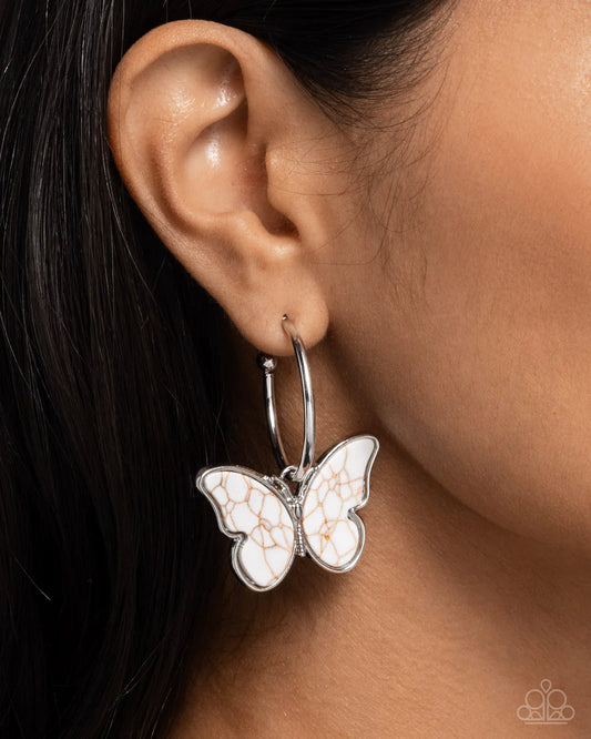 Paparazzi Earring ~ Melodic Mariposa - White