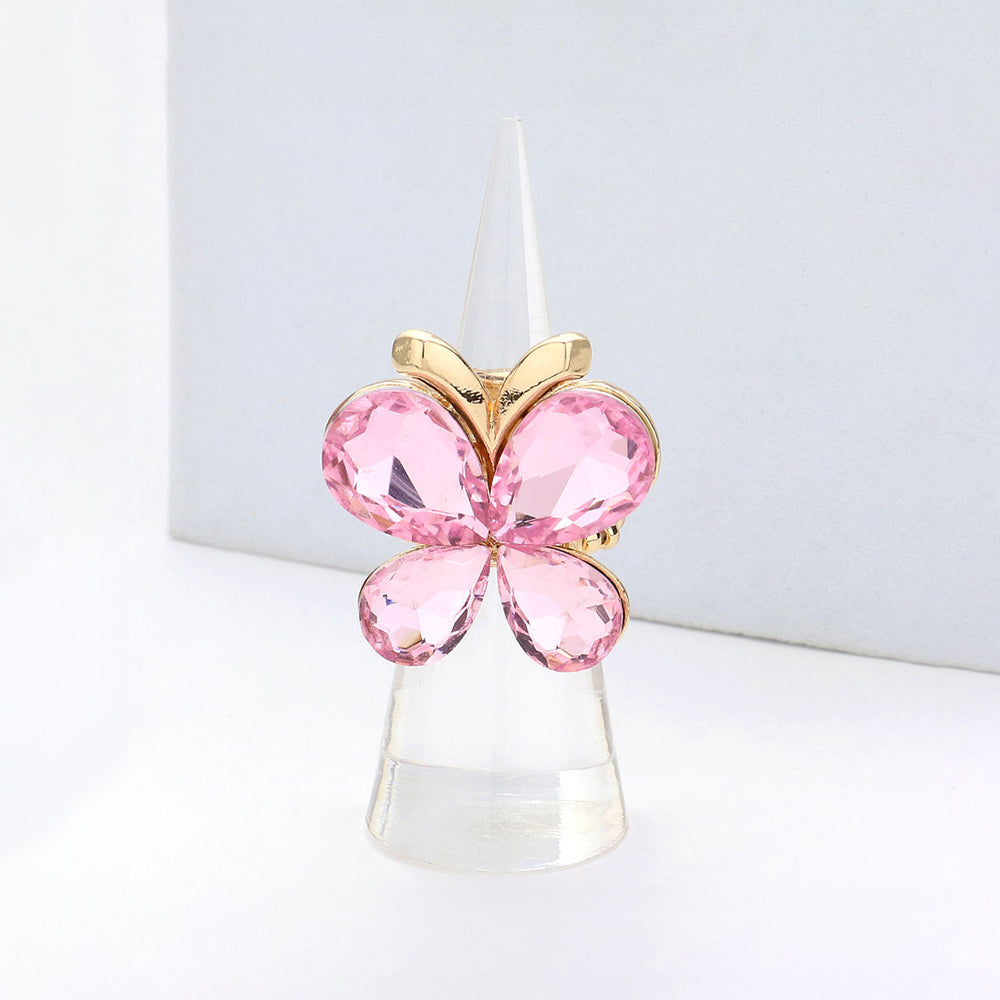 Butterfly Crystal Stone Cluster Stretch Ring