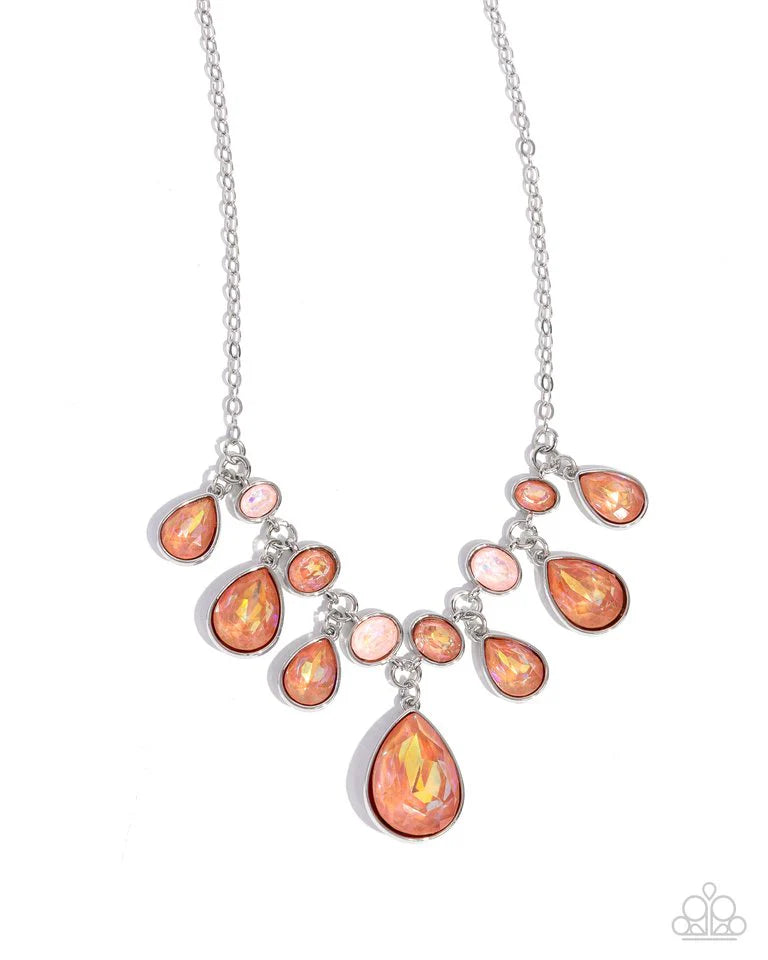 Paparazzi Necklace ~ Talented Teardrops - Orange