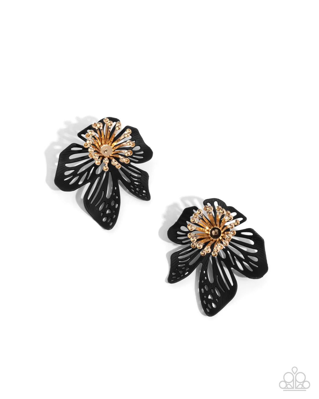 Paparazzi Earring ~ Wonderland Wallflower - Black