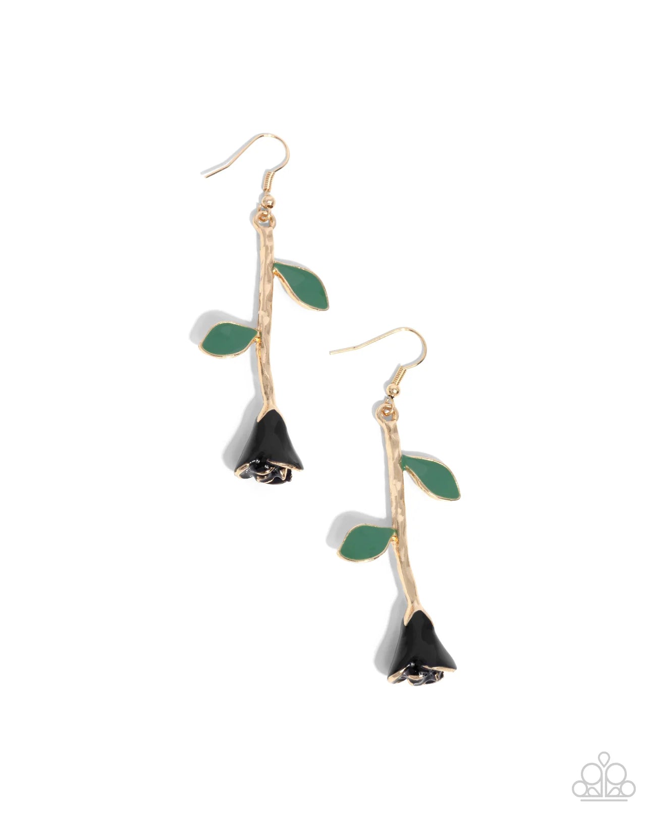 PAPARAZZI "ROSE REALITY" BLACK EARRINGS