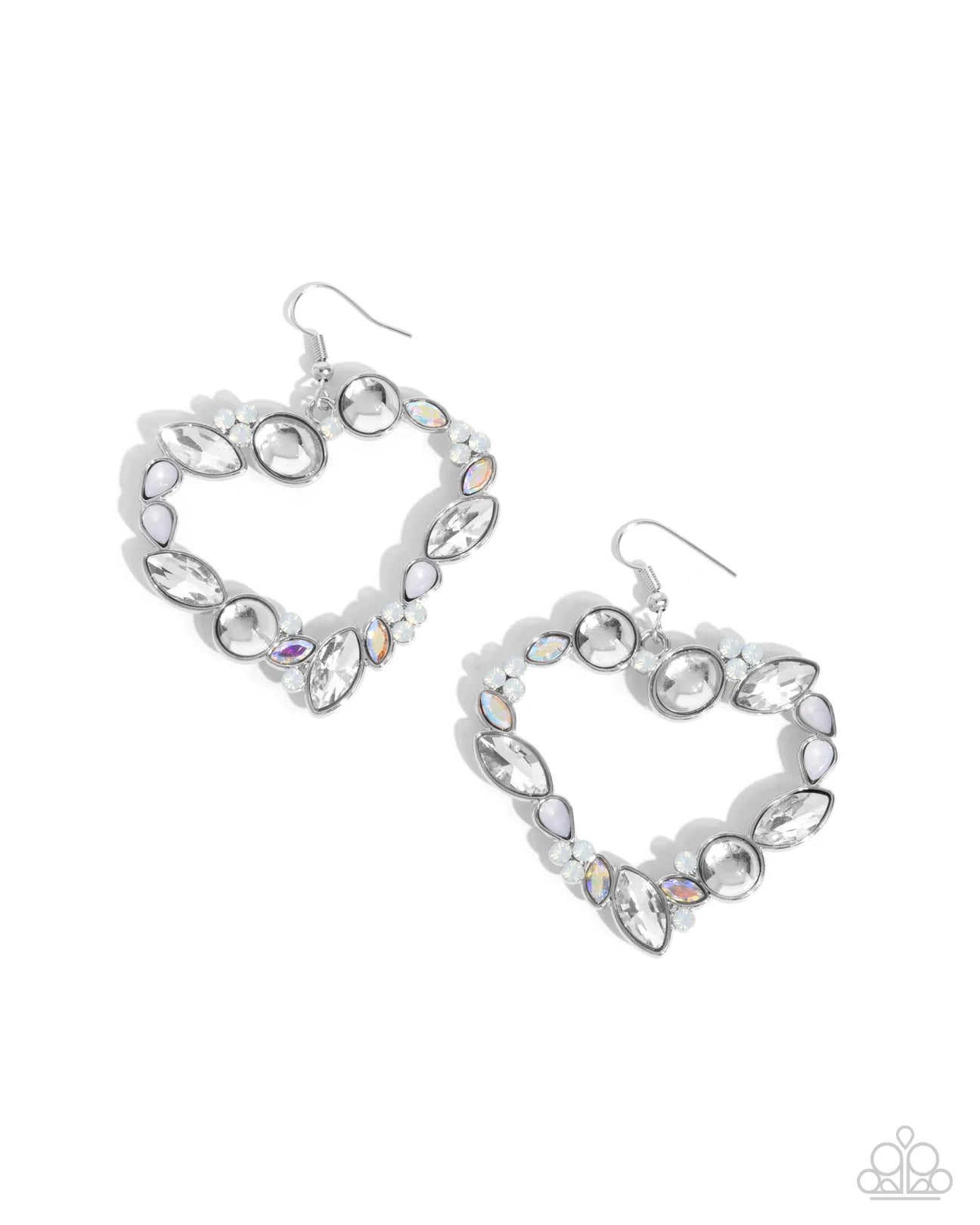 PAPARAZZI "HEART HIERARCHY" WHITE EARRINGS