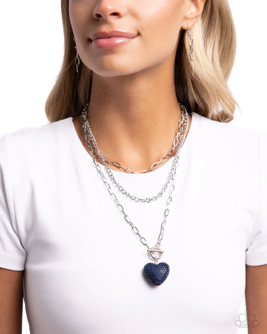 PAPARAZZI "HEART GALLERY" BLUE NECKLACE