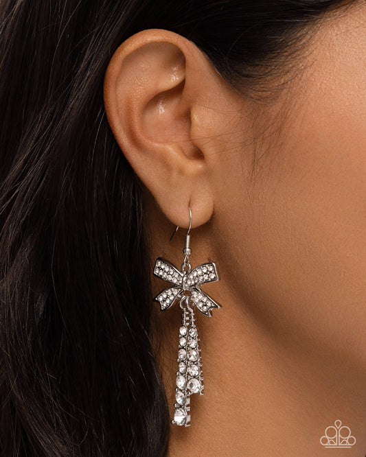 Paparazzi Date Night Decadence - White Earrings