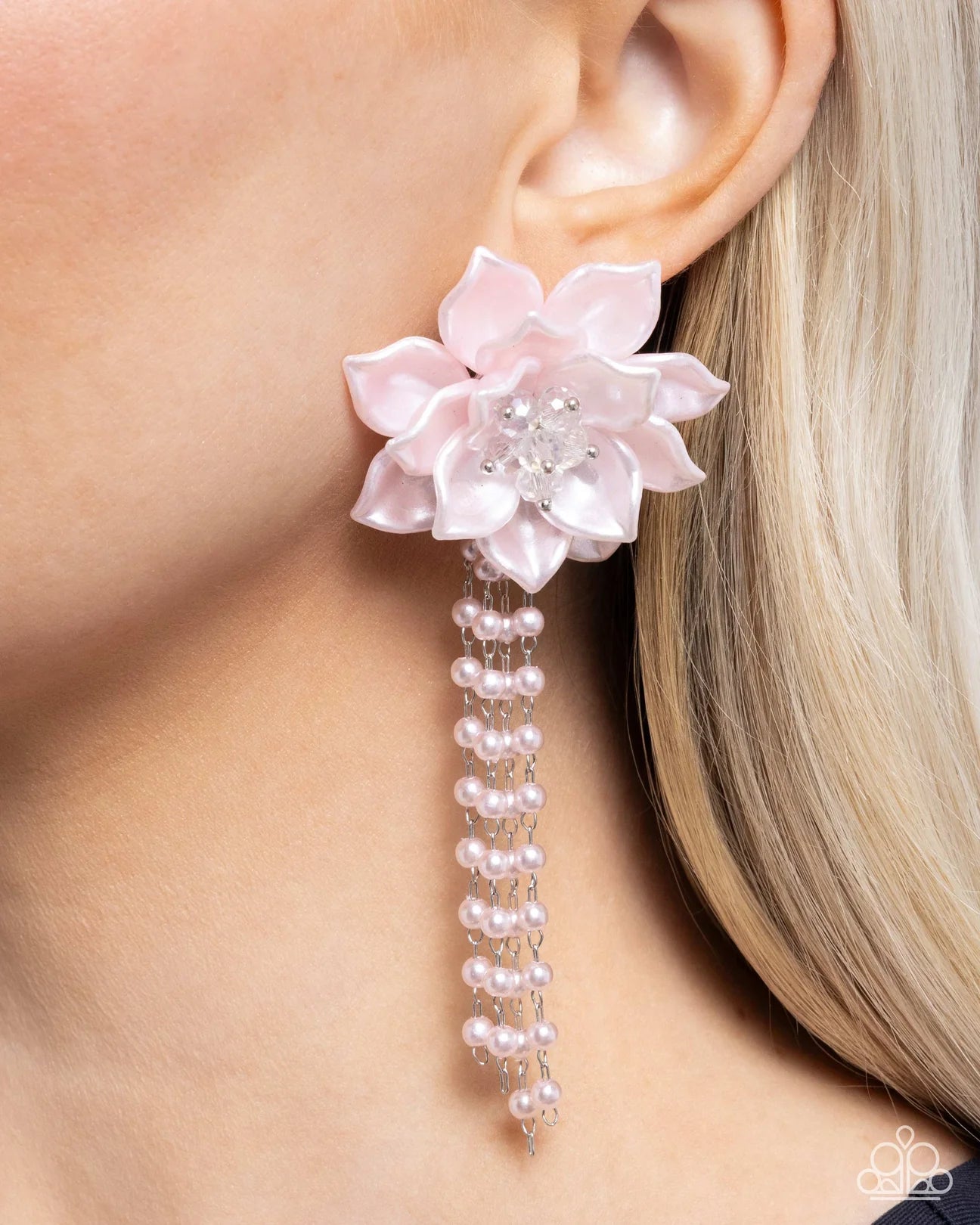 PAPARAZZI "LOTUS LENGTH" PINK POST EARRINGS