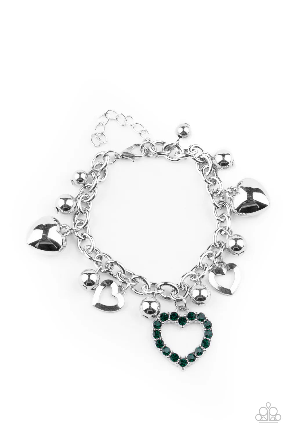 PAPARAZZI "BEAUTIFULLY BIG-HEARTED" GREEN BRACELET