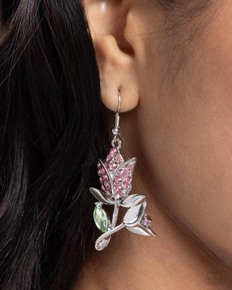 Paparazzi Earring ~ Tulip Tradition - Pink