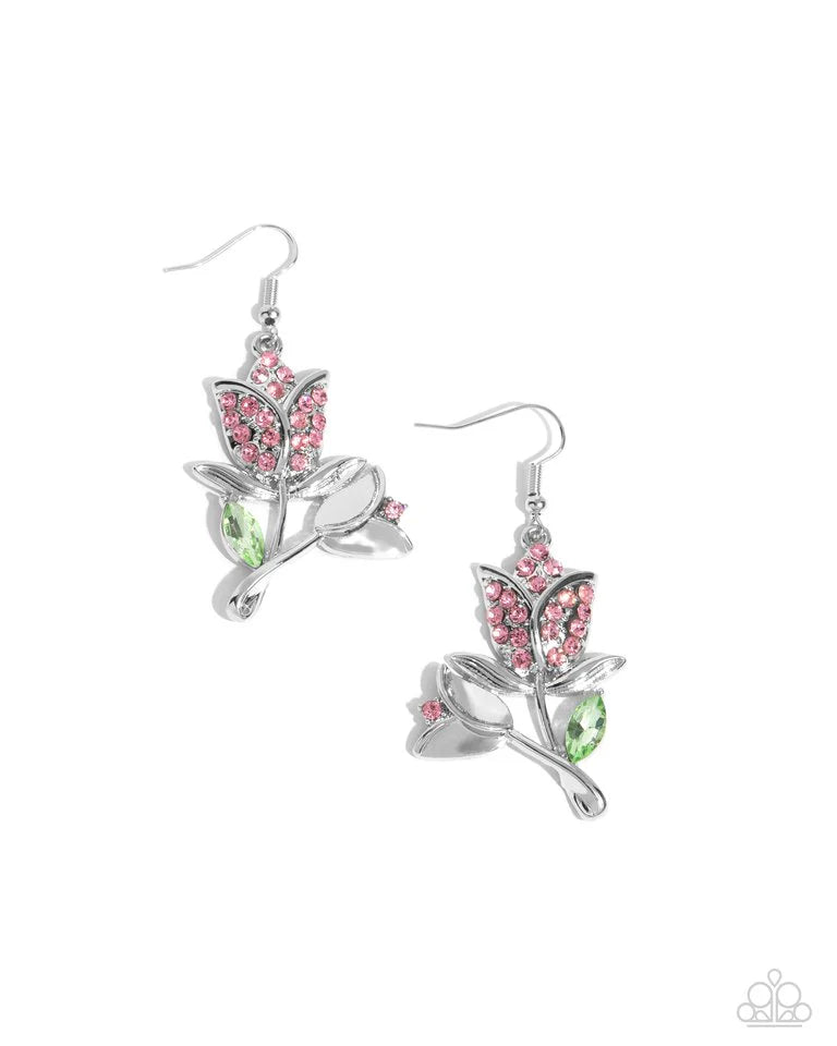 Paparazzi Earring ~ Tulip Tradition - Pink