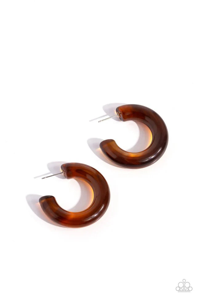 Paparazzi Earring ~ Glassy GAZE - Brown