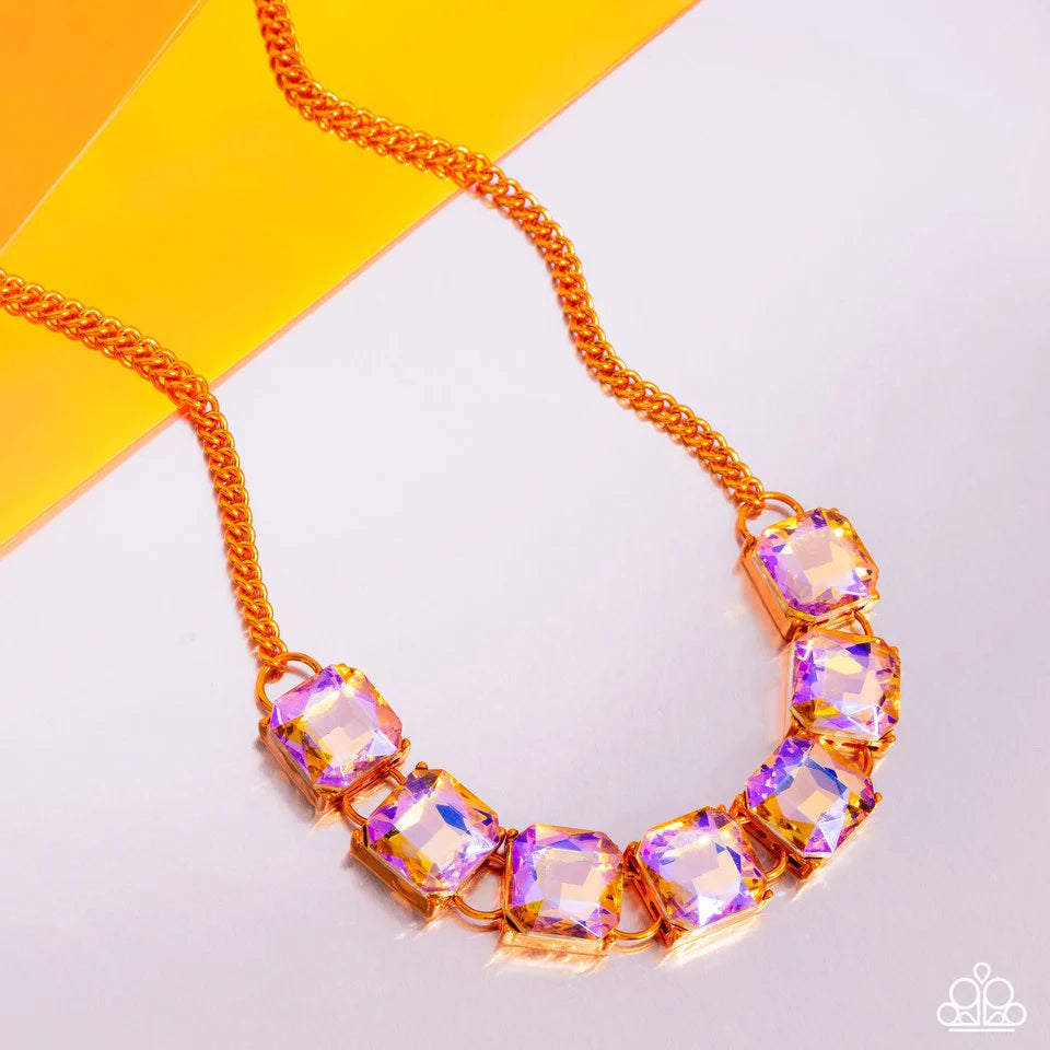 Paparazzi Necklace ~ I SQUARE to Secrecy - Orange