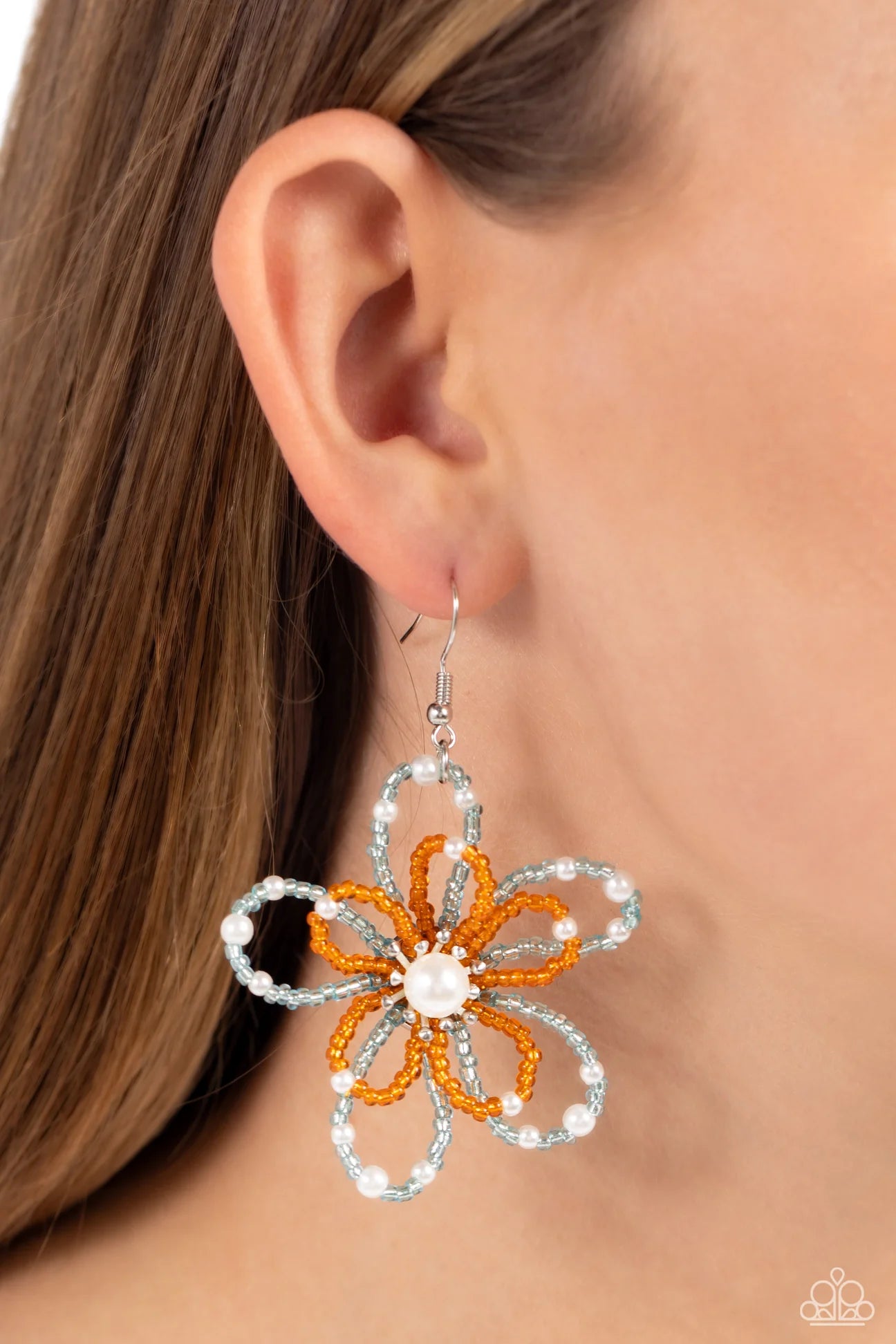 PAPARAZZI "PEARL CRUSH" ORANGE EARRINGS